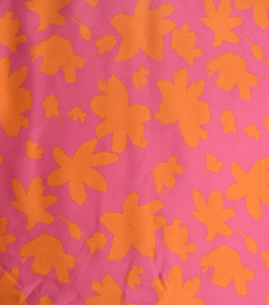 Pink & Orange Floral Lightweight Shiny Charmeuse Fabric, , hi-res, image 2