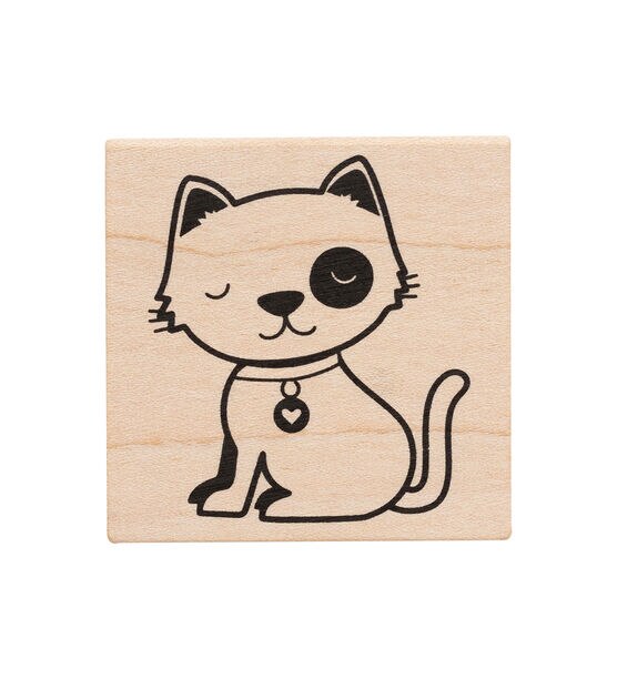 American Crafts Wooden Stamp Cat