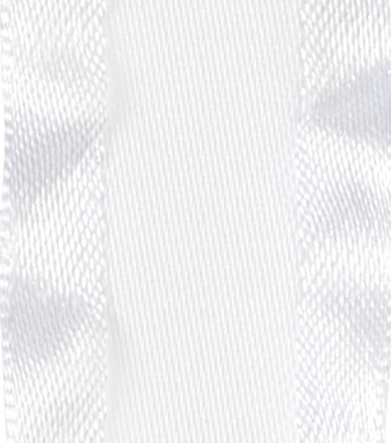 Offray 7/8"x9' Double Ruffle Satin Solid Ribbon White