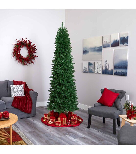 Nearly Natural 7.5' Pre Lit Green Slim Mountain Pine Christmas Tree, , hi-res, image 7