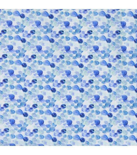 Faded Blue Dots On White Premium Cotton Lawn Fabric