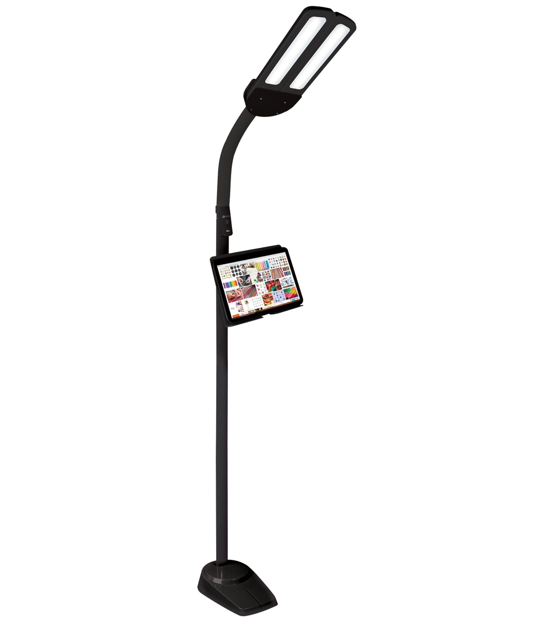 OttLite 62" Dual Shade Adjustable LED Floor Lamp With USB, Black, hi-res