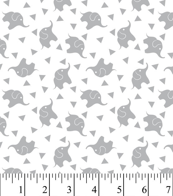 Elephant Confetti Gray Nursery Flannel Fabric