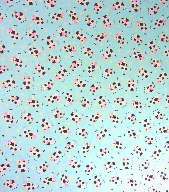 Cows & Floral on Blue Quilt Cotton Fabric by Quilter's Showcase, , hi-res, image 2