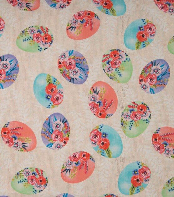 Flower Easter Eggs Easter Cotton Fabric, , hi-res, image 1