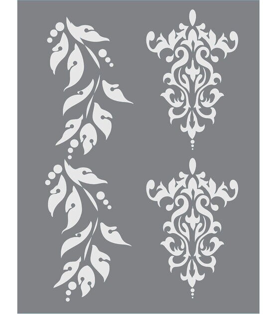 DecoArt Americana 8.5''x11'' Stencil Brocade & Berry Borders