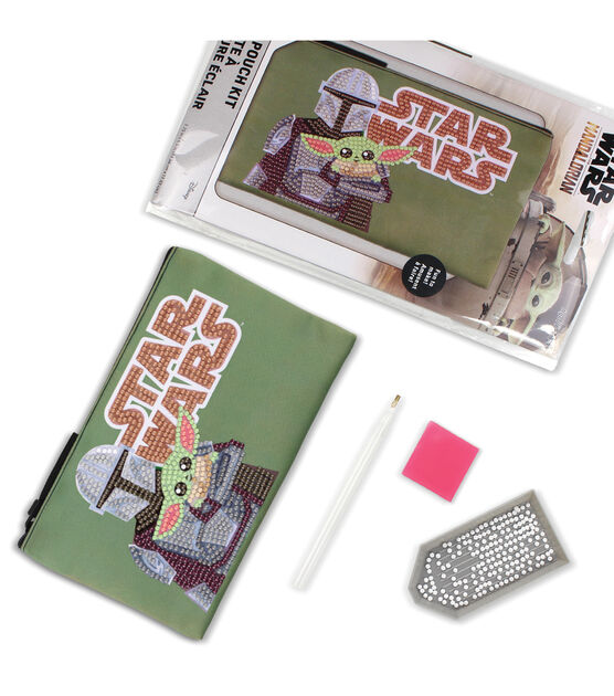 Camelot Dotz 4.5" x 8" Star Wars Grogu & Mando Zipper Pouch Kit, , hi-res, image 2