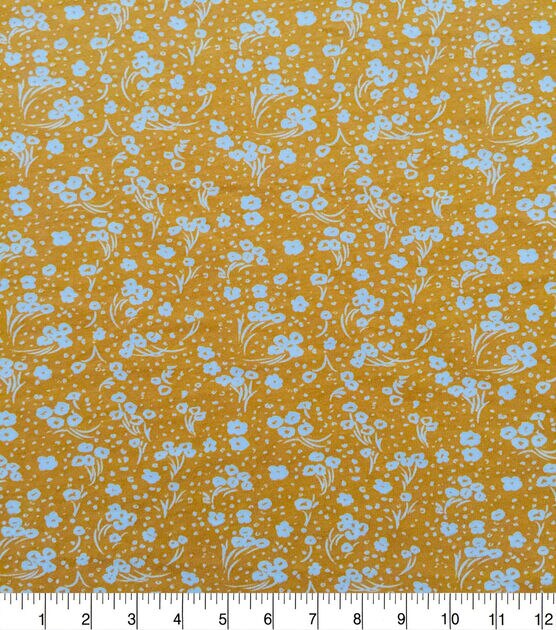 Yellow White Ditsy Floral Jersey Knit Fabric by POP!, , hi-res, image 2