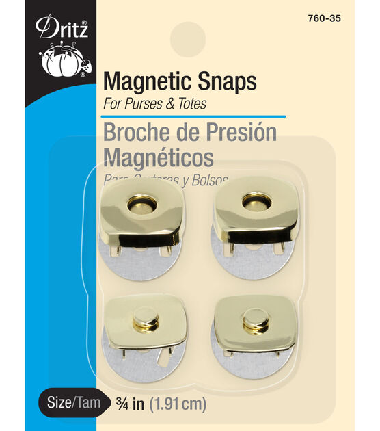 Dritz 3/4" Square Magnetic Snaps, 2 Sets, Gold