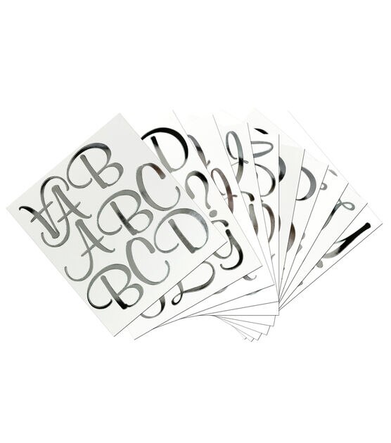 Sticko 121 Pack XL Script Alphabet Foil Stickers Silver