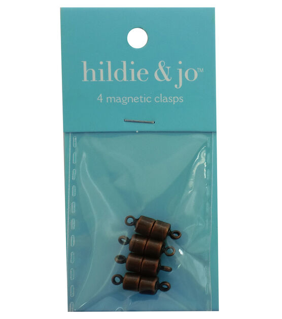 6mm Oxidized Copper Metal Magnetic Cylinder Clasps 4pk by hildie & jo