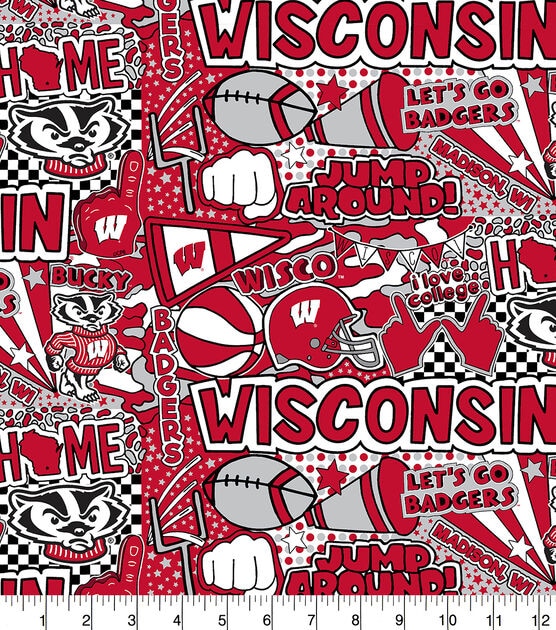 University of Wisconsin Badgers Cotton Fabric Pop Art, , hi-res, image 1