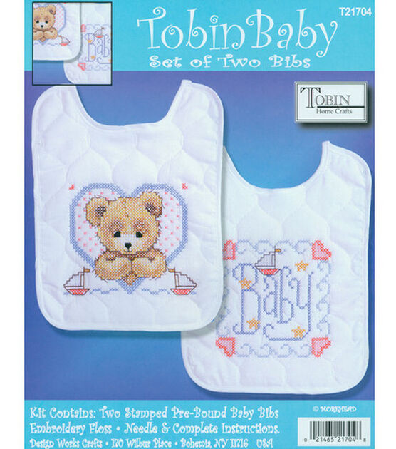 Tobin 9" x 14" Bedtime Prayer Boy Bib Stamped Cross Stitch Kit 2ct