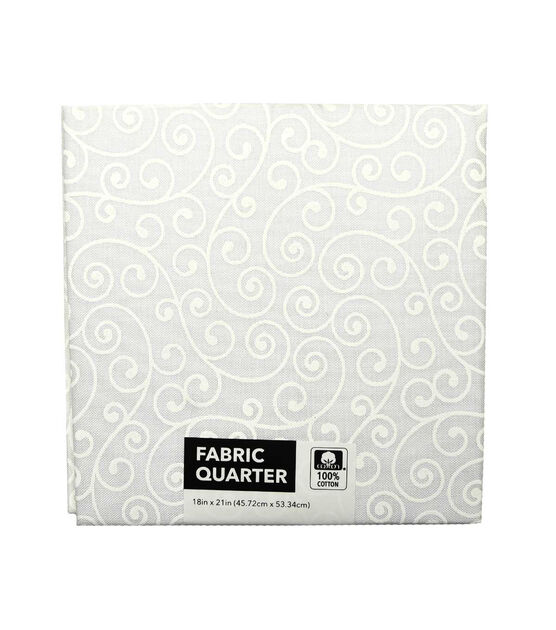 18" x 21" White Scroll Cotton Fabric Quarter 1pc by Keepsake Calico