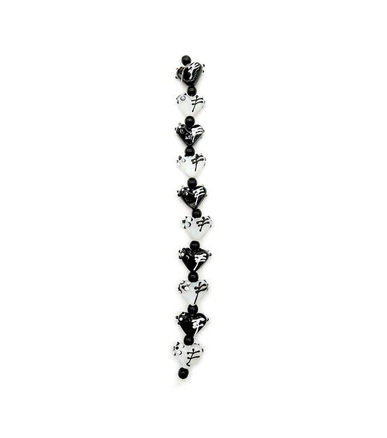 Black & White Heart Glass Bead Strand by hildie & jo, , hi-res, image 2