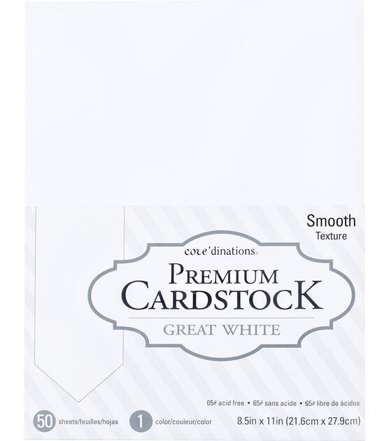 Core'dinations Value Pack Smooth Cardstock 8.5"X11" Great White