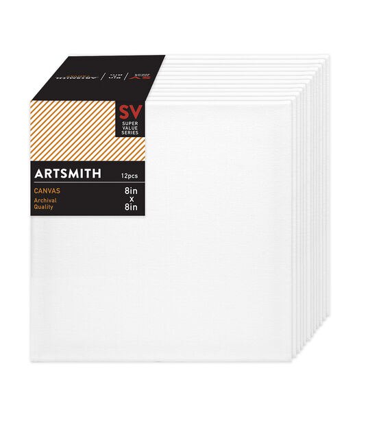 8" x 8" Super Value Stretched Cotton Canvas 12pk by Artsmith