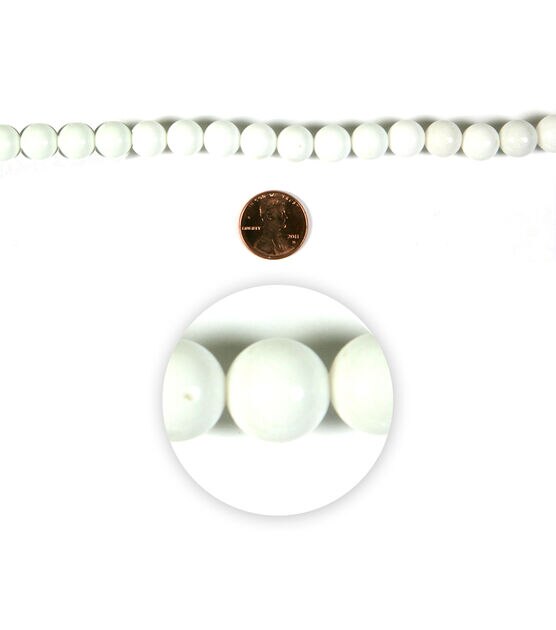 7" White Round Jade Stone Strung Beads by hildie & jo, , hi-res, image 1