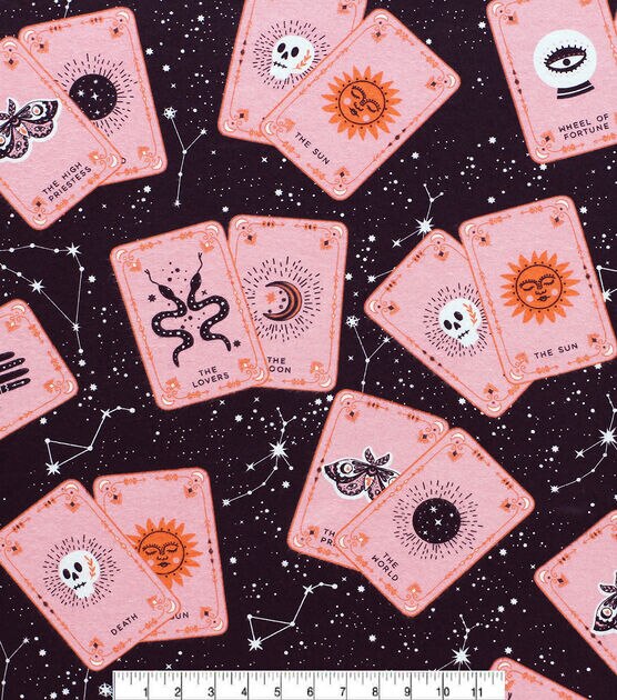 Super Snuggle Spooky Pink Tarot Cards Flannel Fabric, , hi-res, image 2