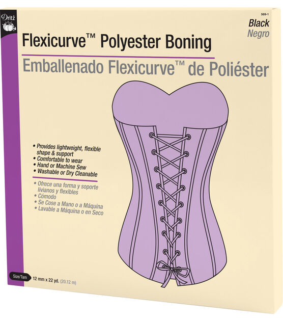 Boning Flexicurve Poly Black - sold by the yard