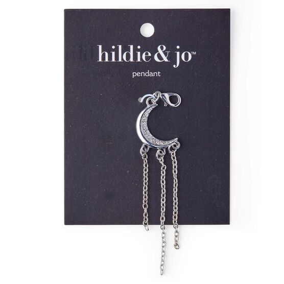 3.5" Silver Crescent Pendant With Chains by hildie & jo