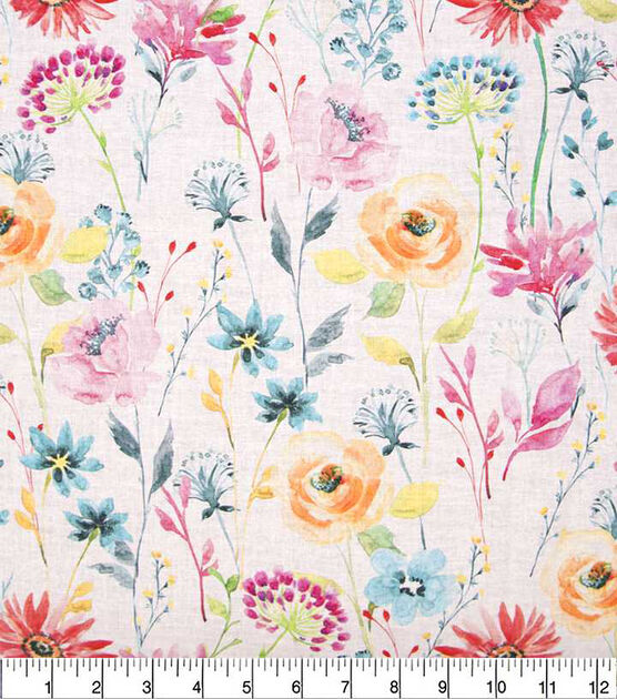 Large Watercolor Floral Keepsake Calico Cotton Fabric, , hi-res, image 2