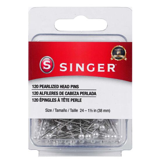 SINGER Pearlized Head Straight Pins Size 24 120ct