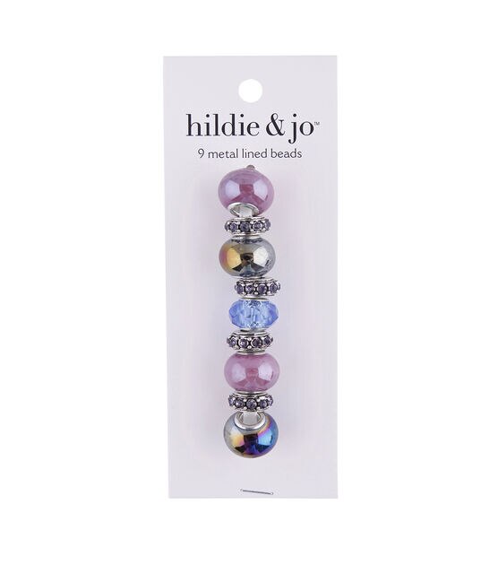 15mm Black & Purple Metal Lined Glass Beads 9ct by hildie & jo