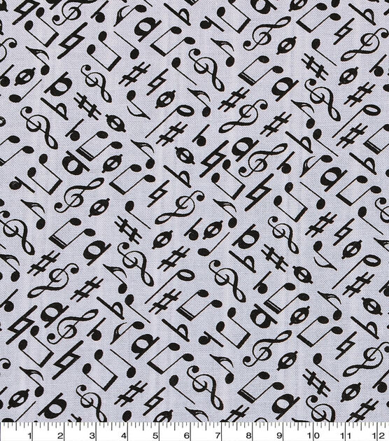 Novelty Cotton Fabric  Music Notes Black