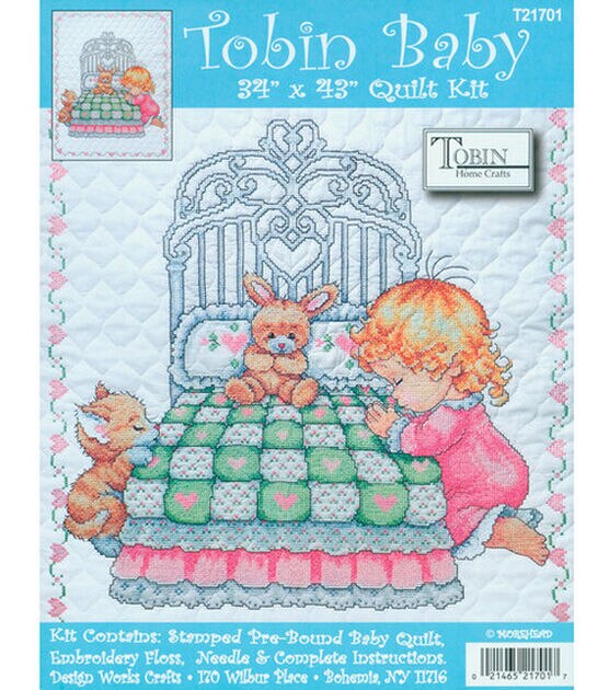 Tobin 36" x 43" Girl Bedtime Prayer Stamped Cross Stitch Kit