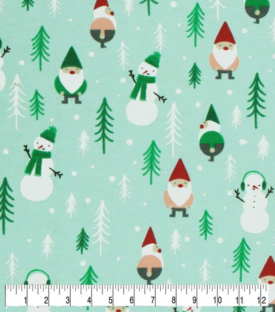 Gnomes & Snowmen on Blue Super Snuggle Christmas Flannel Fabric, , hi-res, image 3
