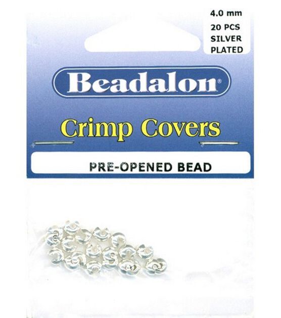 Beadalon 4mm  Crimp Covers 20PK Silver Plated