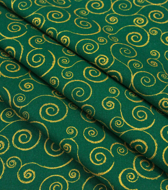 Scrolls Christmas Glitter Cotton Fabric, , hi-res, image 3