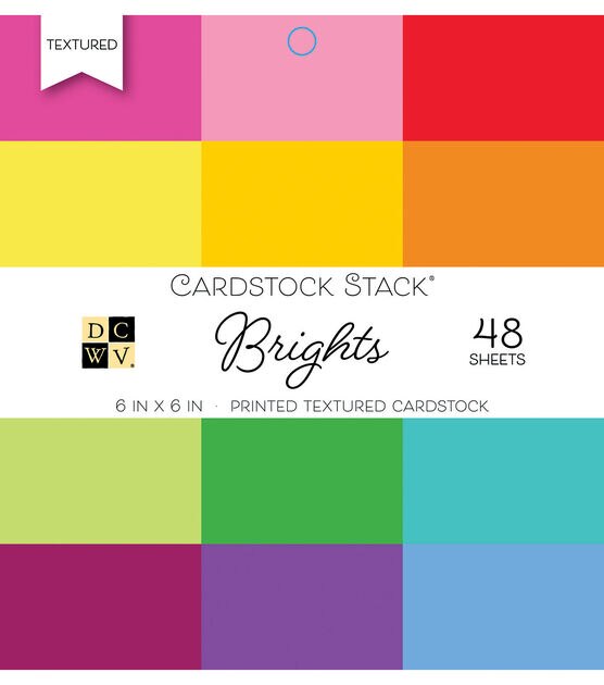 DCWV Pack of 48 6''x6'' Printed Textured Cardstock Stack Brights