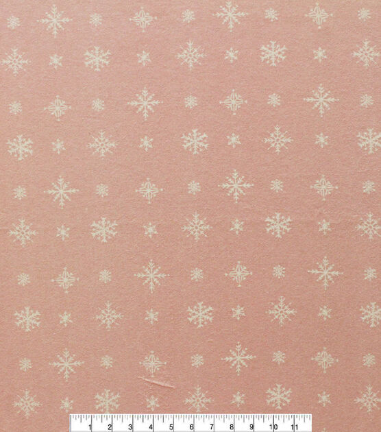Snowflakes on Pink Super Snuggle Christmas Flannel Fabric, , hi-res, image 2