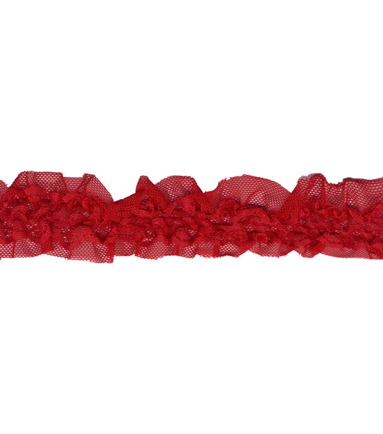 Simplicity Stretch Lace Ruffled Trim Red, , hi-res, image 2