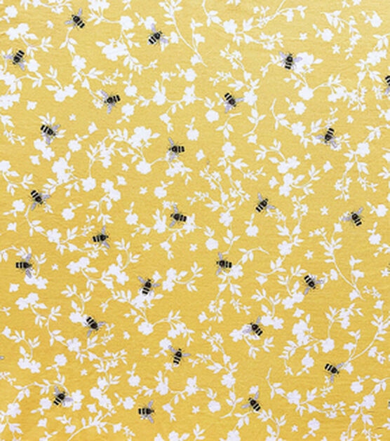 Yellow Bees Smocked Cotton Fabric