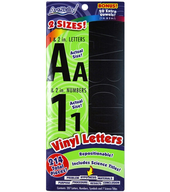 ArtSkills 214 pk Vinyl Letters, Numbers & Titles Repositionable Black