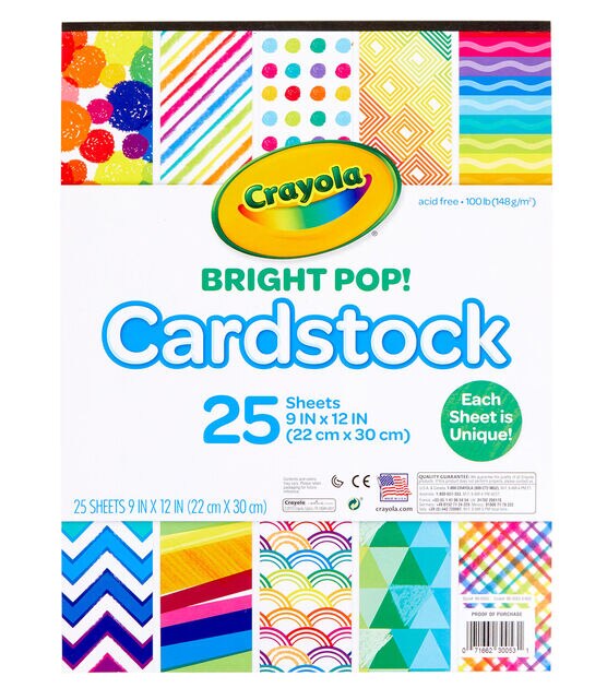 Crayola Project 100 lb. Cardstock Paper, 9 x 12, Vivid Colors, 25  Sheets/Pack (99-0083)