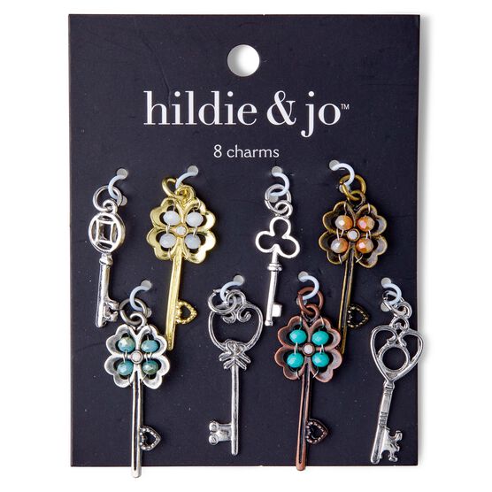8ct Key Charms With Round Stones by hildie & jo
