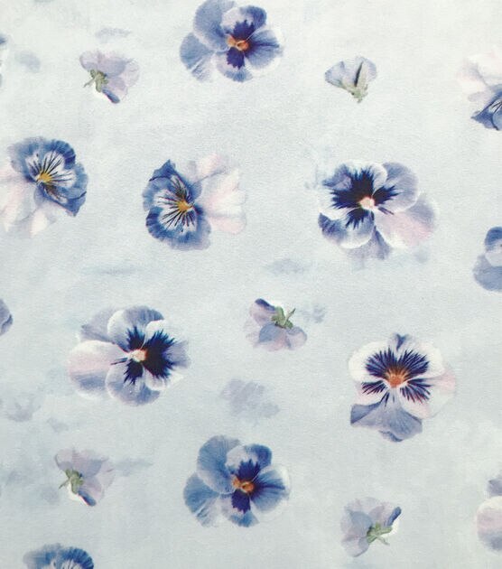 White Pansy Icons Double Brush Jersey Knit Fabric, , hi-res, image 3