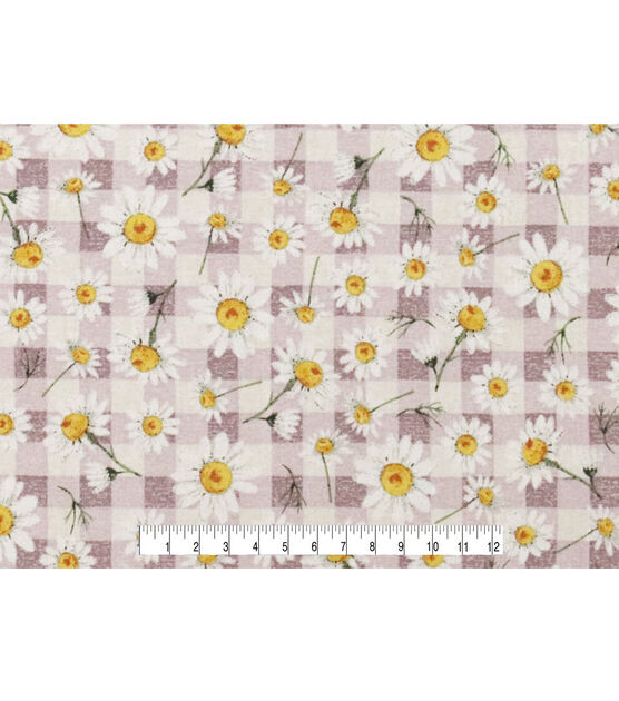 Daisies on Mauve Checks Quilt Cotton Fabric by Keepsake Calico, , hi-res, image 4