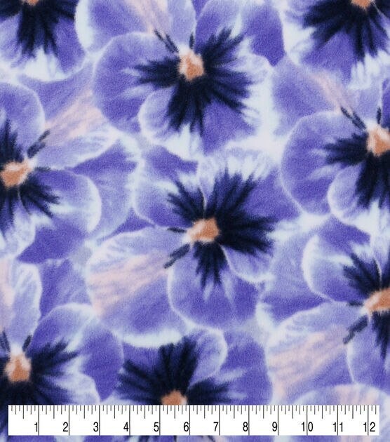 Purple Packed Floral Anti Pill Fleece Fabric, , hi-res, image 1
