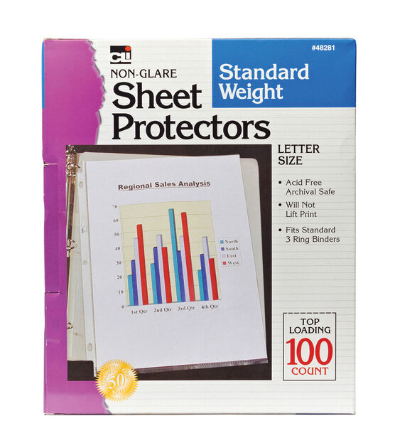 Charles Leonard 200ct Letter Size Non Glare Sheet Protectors, , hi-res, image 2