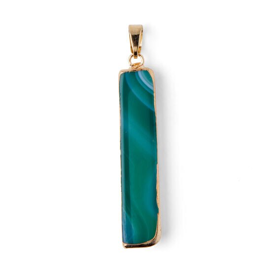 Green Rectangle Agate Pendant by hildie & jo, , hi-res, image 2