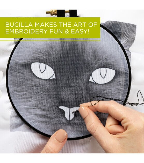 Bucilla 6" Cat Eyes Photographic Printed Embroidery Kit, , hi-res, image 3
