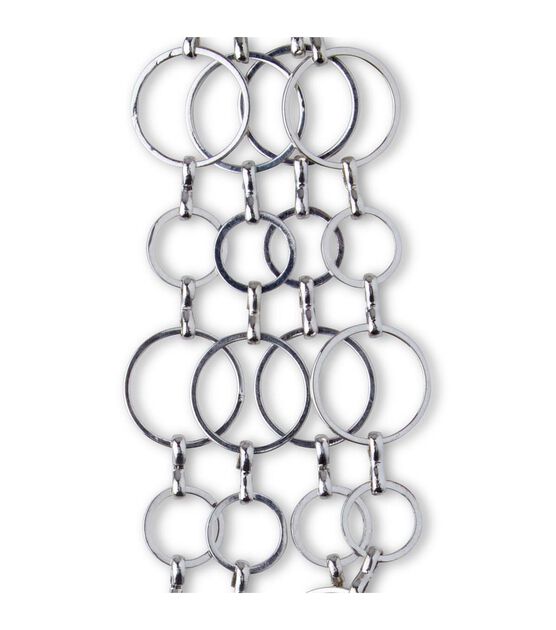 6" Silver Dual Circle Metal Chain by hildie & jo, , hi-res, image 3