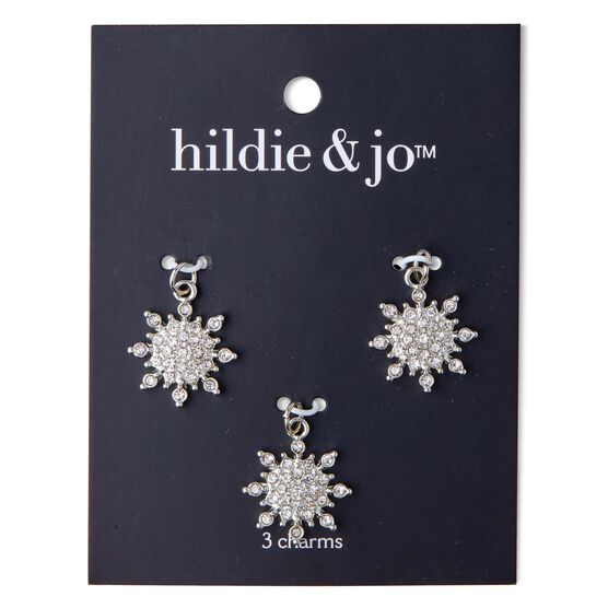 3pk Silver Snowflake Charms by hildie & jo