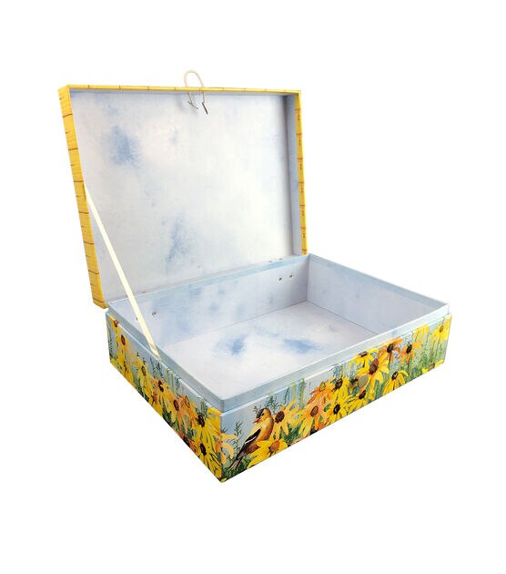 12.5" Sunflower Rectangle Box With Button Closure, , hi-res, image 2