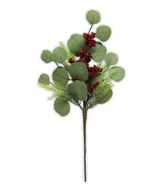 18.5" Green Eucalyptus & Red Berry Stem by Bloom Room
